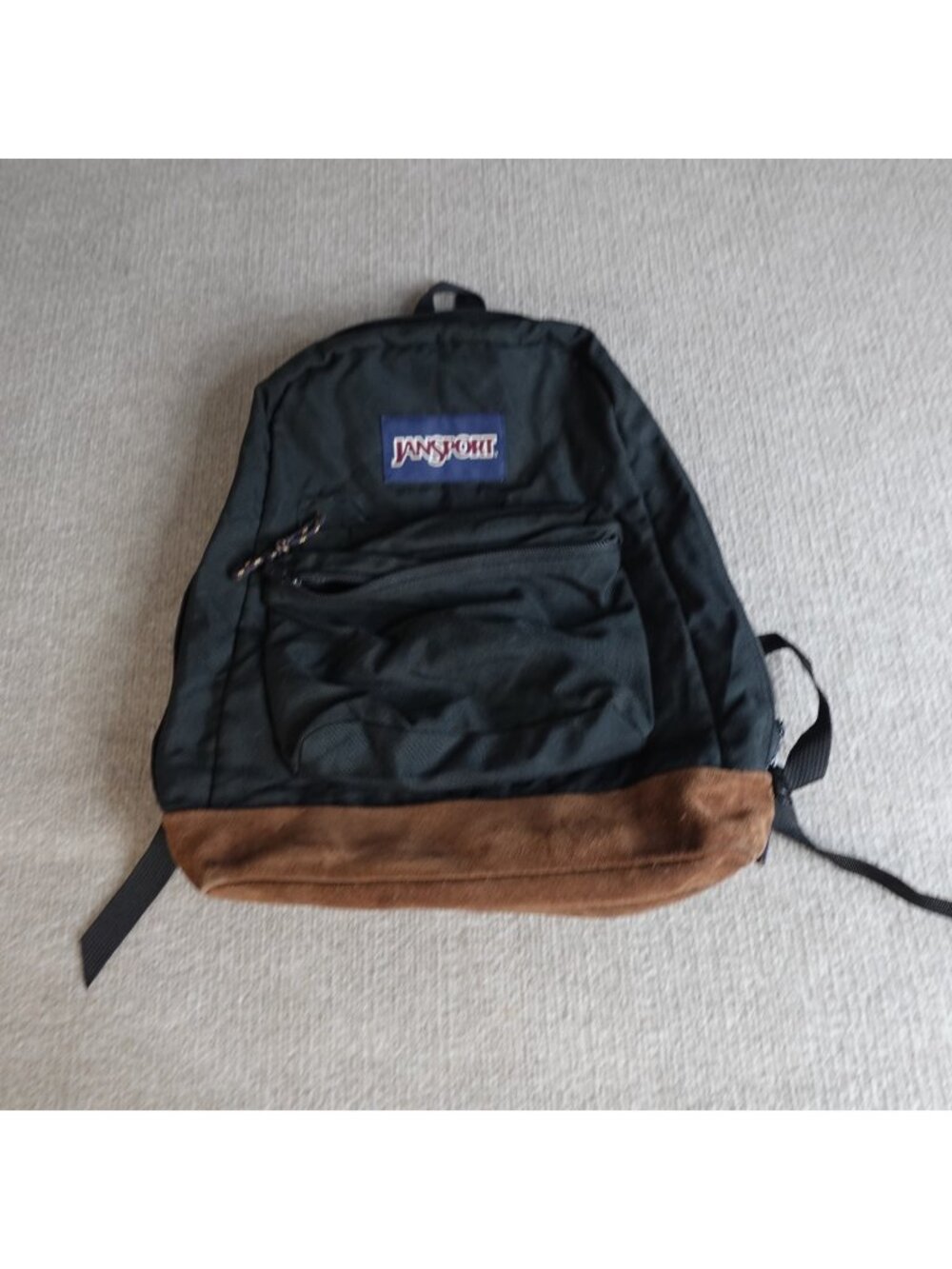 Vintage Jansport Backpack Black Solid Suede Bottom
